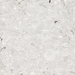 95 fasetterte glassperler på streng, 4 mm i diameter – krystall / transparente