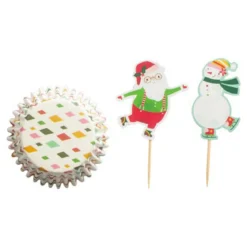 20 muffinsformer og 20 partypinner /caketoppers med julemotiv
