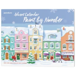 Adventskalender Paint by number / mal etter tall, 25×28 cm + 24 farger og 3 pensler