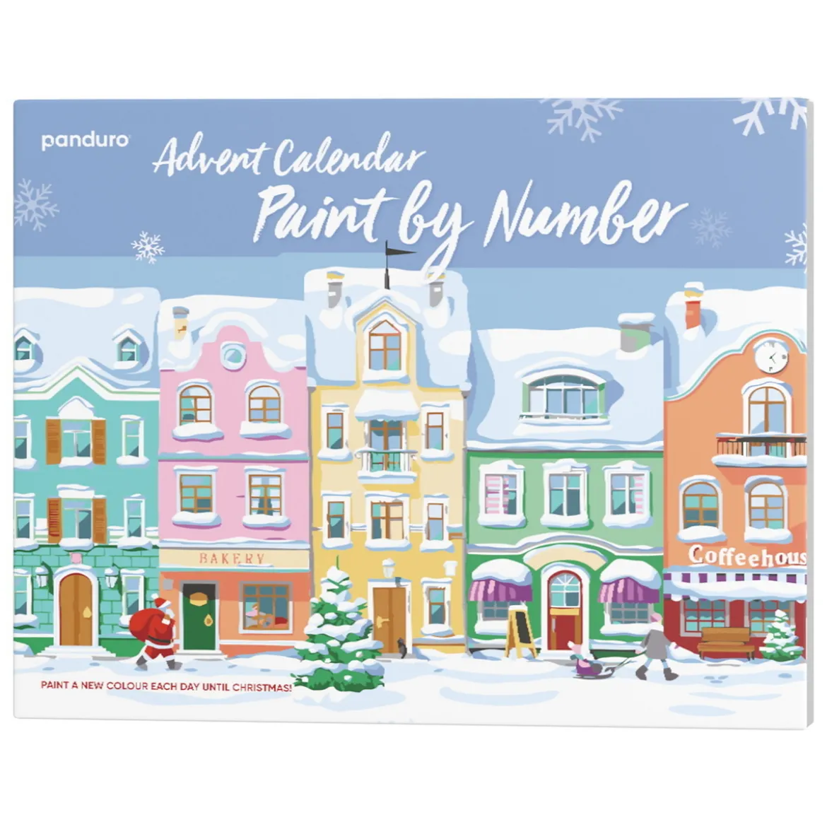 Adventskalender Paint by number / mal etter tall, 25×28 cm + 24 farger og 3 pensler