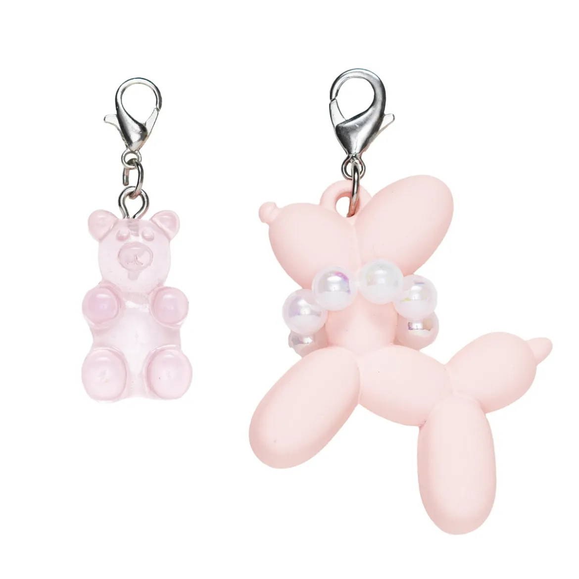 2 anheng/charms til dekorasjon – ballonghund med halsbånd og en bamse