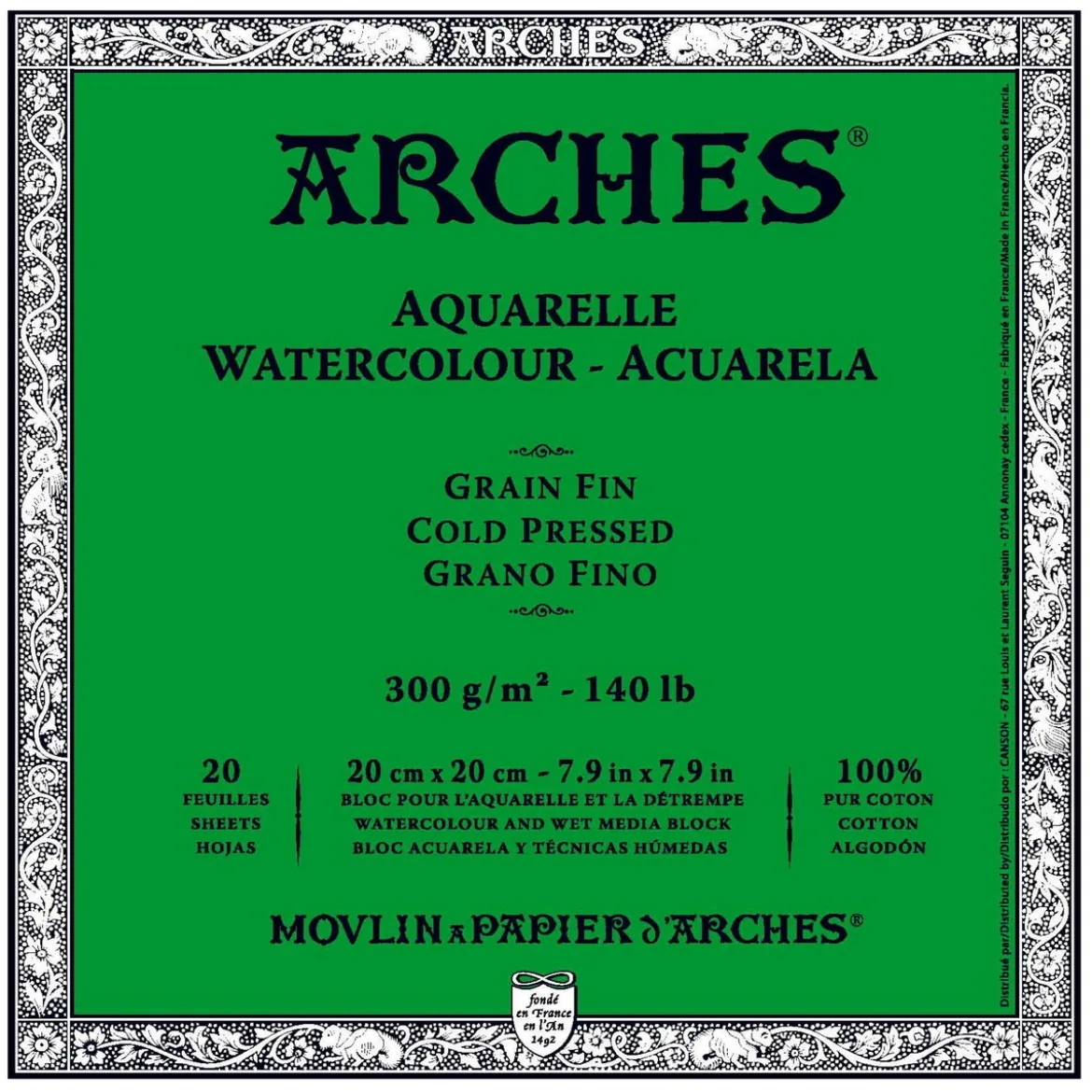 Arches akv.blokk GF 20x20 300 g