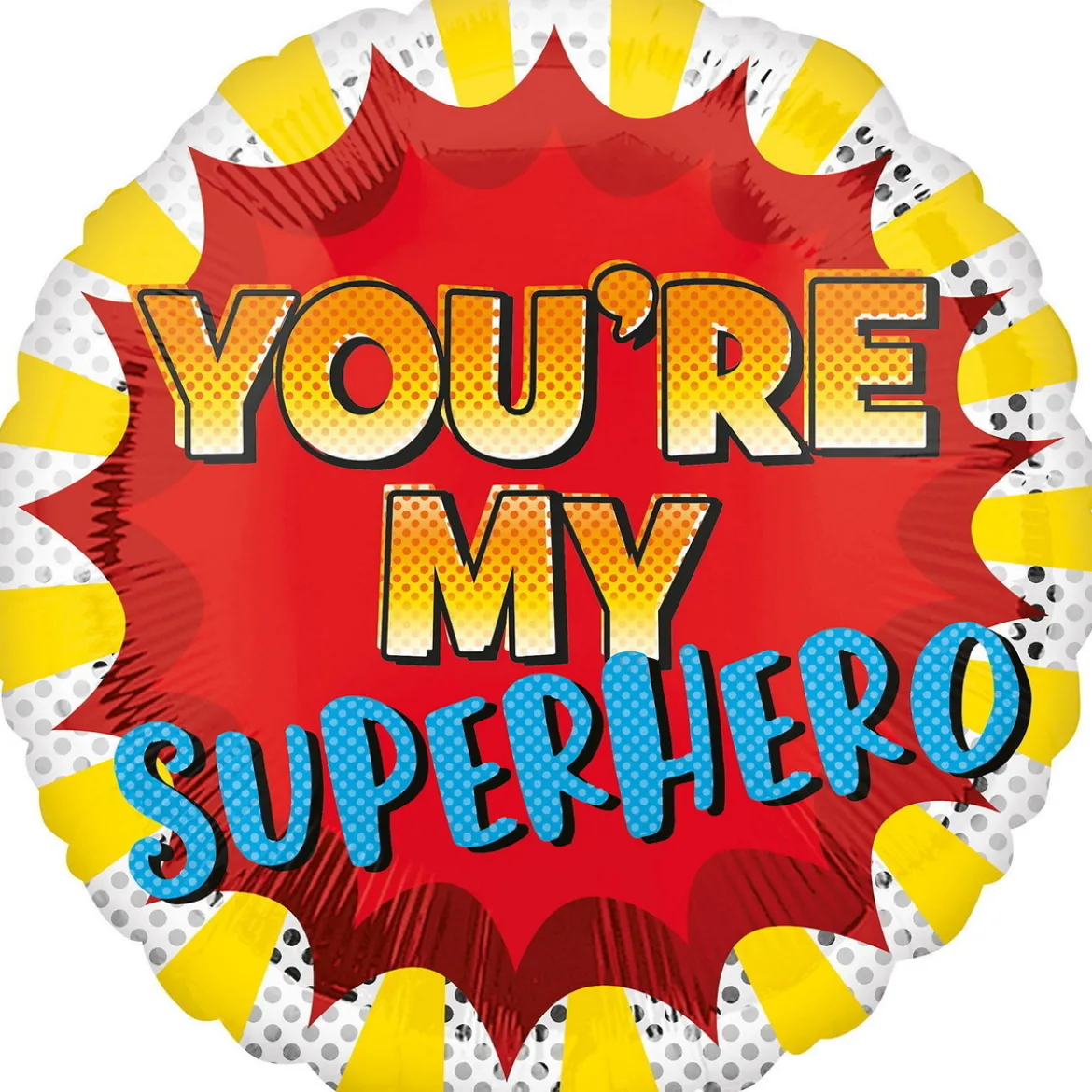 Ballong Ø35 cm – fargerik ballong med teksten «You're my superhero»