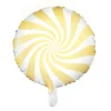 Ballong Ø35 cm – hvit ballong med gul virvel / swirl