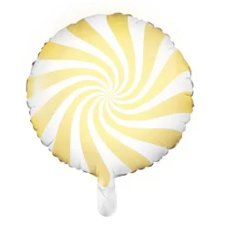 Ballong Ø35 cm – hvit ballong med gul virvel / swirl