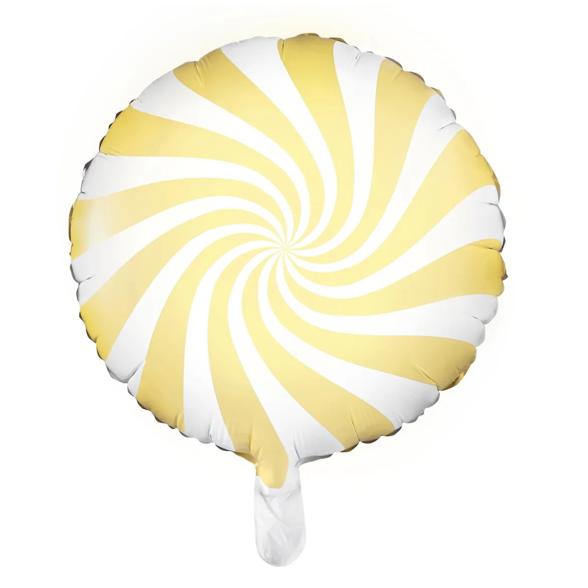 Ballong Ø35 cm – hvit ballong med gul virvel / swirl