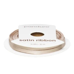 Beige satengbånd – 3 mm bredt og 8 meter langt