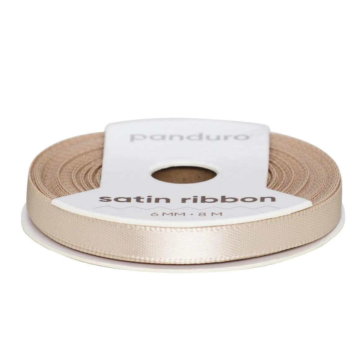 Beige satengbånd – 6 mm bredt og 8 meter langt