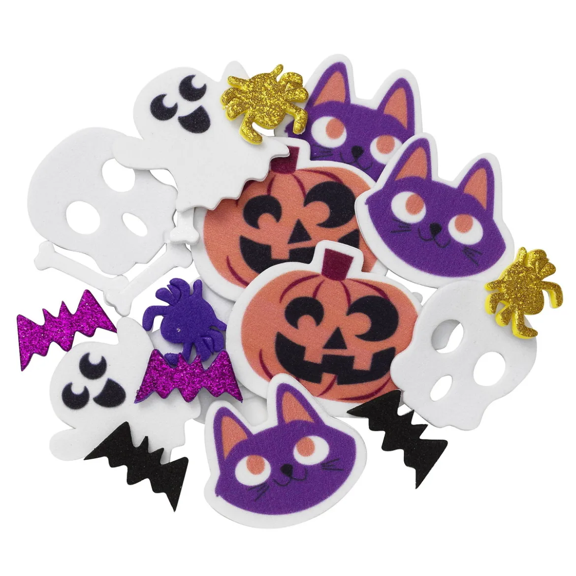 100 biter funky foam / dekorgummi med morsomme Halloween-motiver