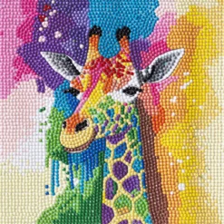 Bling Dots, diamond painting for barn 8+ år regnbuefarget sjiraff 20x20 cm