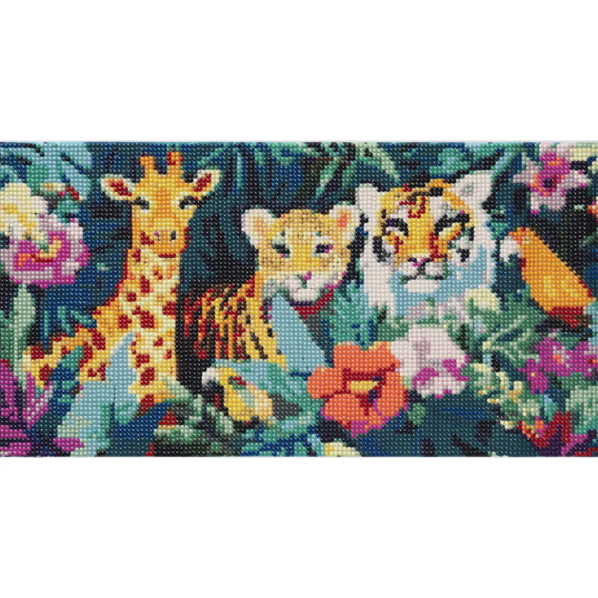 Bling Dots tigerjungel, diamond painting for barn fra 8 år – tigre og en sjiraff 40×20 cm