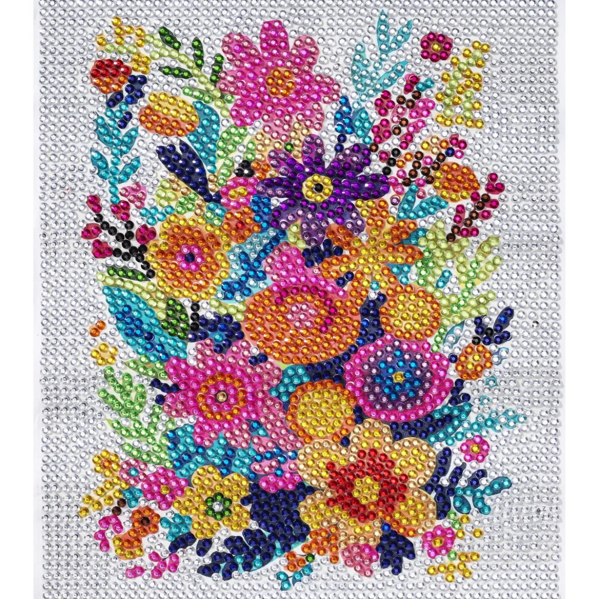 Bling Dots XL, diamond painting for barn 6+ år fargerik blomsterbukett 33x40 cm