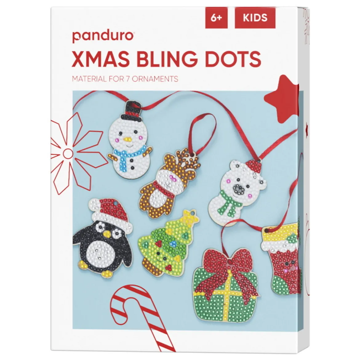 Bling Dots Xmas, perle 7 fine juletredekorasjoner med oppheng