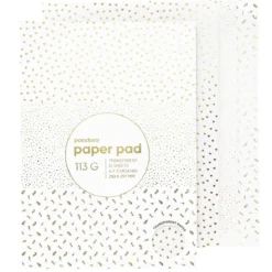 Blokk med designark A4, 12 transparente ark med detaljer i gull metallic, 113 g/m²