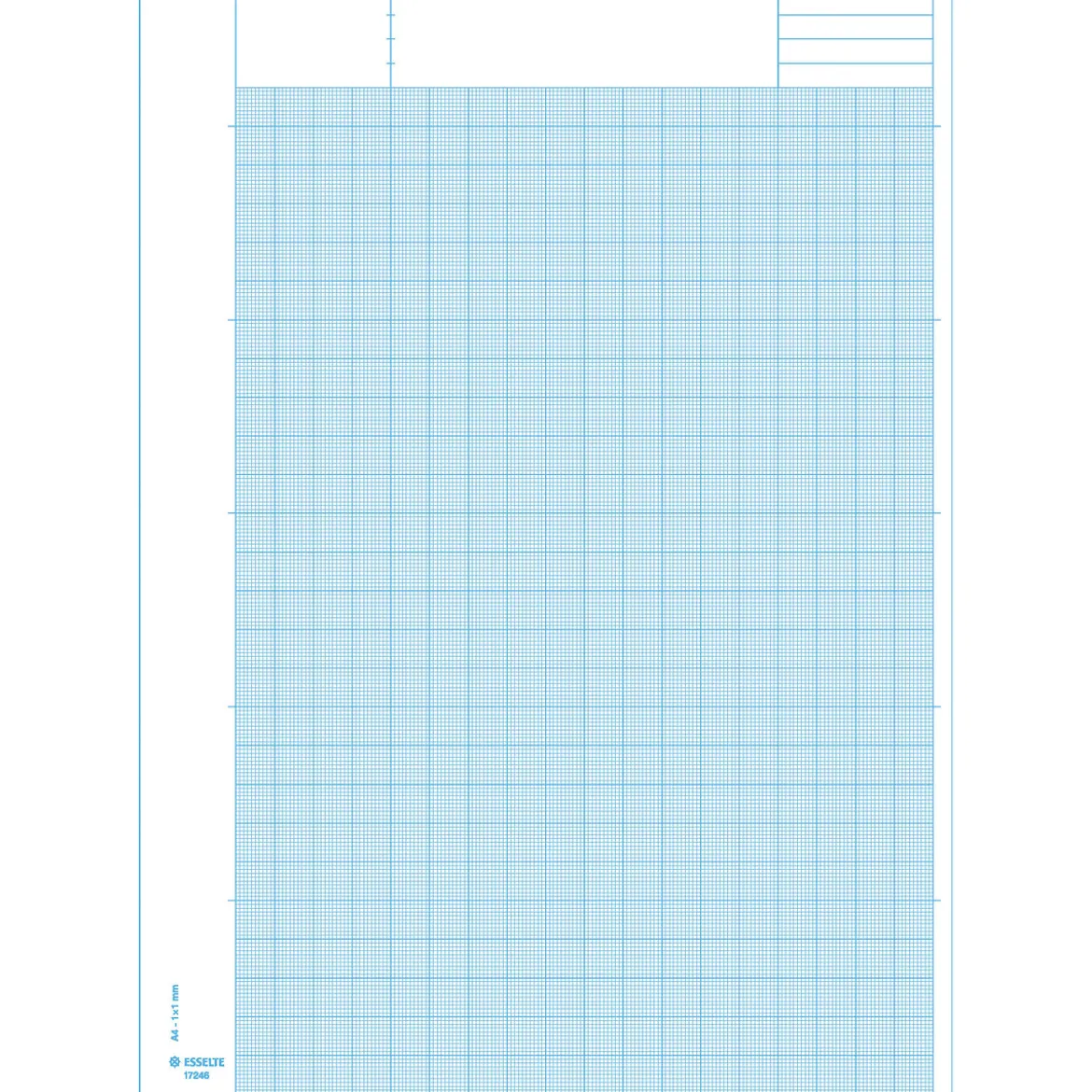 Blokk med millimeterruter i blått for tegning m.m. A4 – 210x297 mm, 50 ark