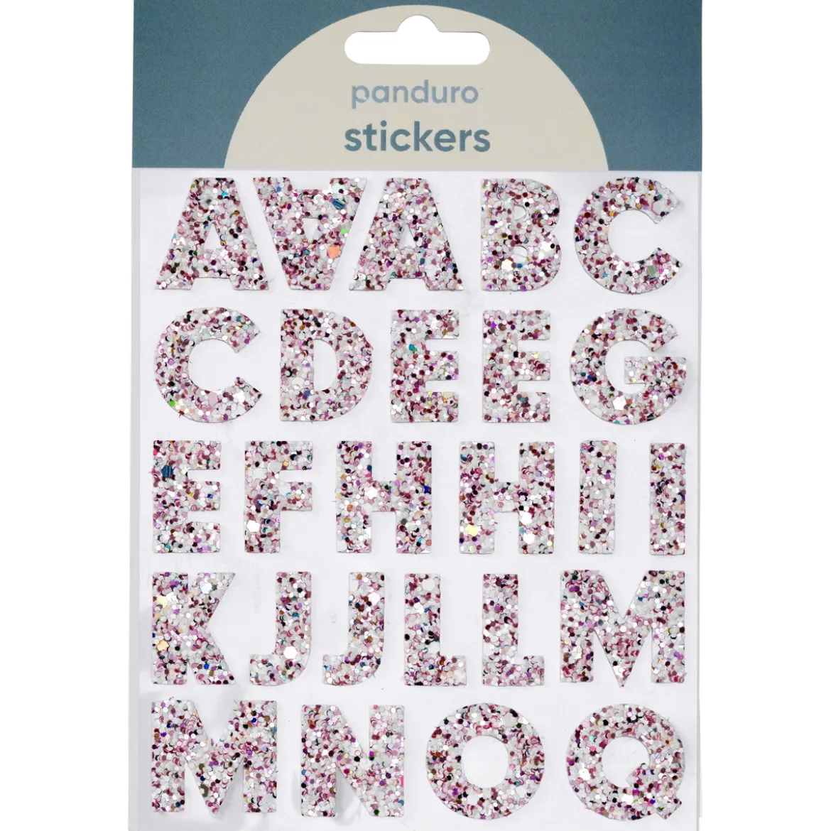 Bokstaver klistremerker A-Z glitter rosa – til sammen 50 alfabetstickers, 23 mm høye