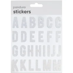 Bokstaver klistremerker A–Z iriserende gulltoner, 52 alfabetstickers, 25 mm høye