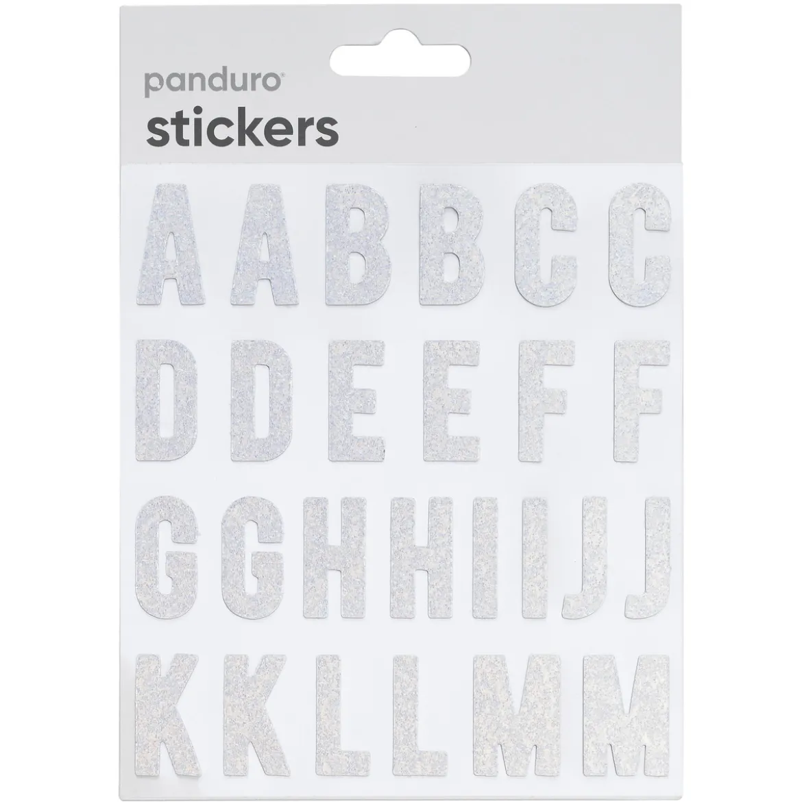 Bokstaver klistremerker A–Z iriserende gulltoner, 52 alfabetstickers, 25 mm høye