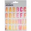 Bokstaver klistremerker A–Z iriserende sølvglitter, 52 alfabetstickers, 25 mm høye