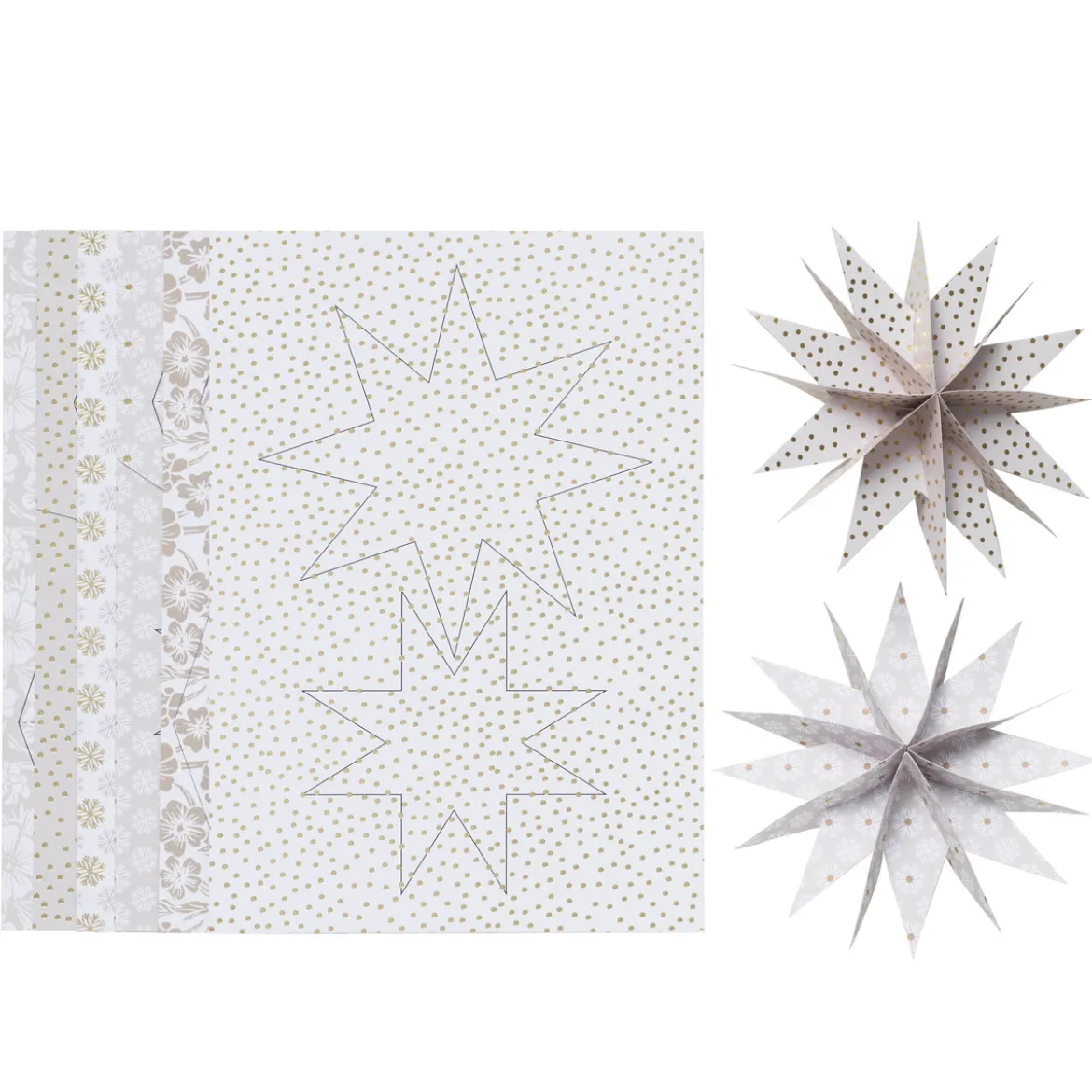 Brett 12 flotte julestjerner – 6 stk. med diameter 12 cm, 6 stk. med diameter 9 cm