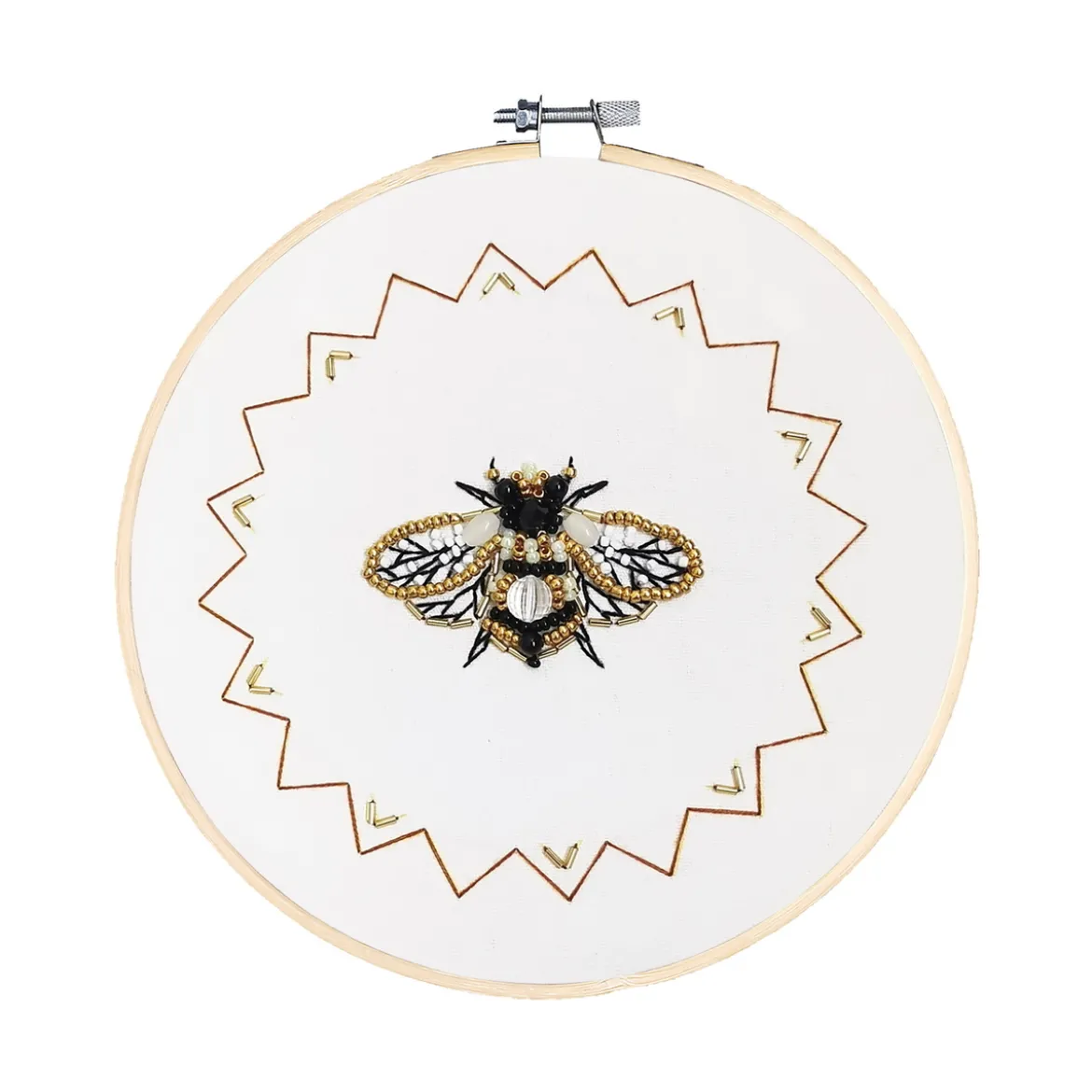Broderisett bie Ø20 cm – broder en glinsende bie full av perler