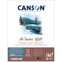 Canson Mi-Teintes Velvet pastellblokk Cool Tones, 24×32 cm, 12 ark, 430 g/m²