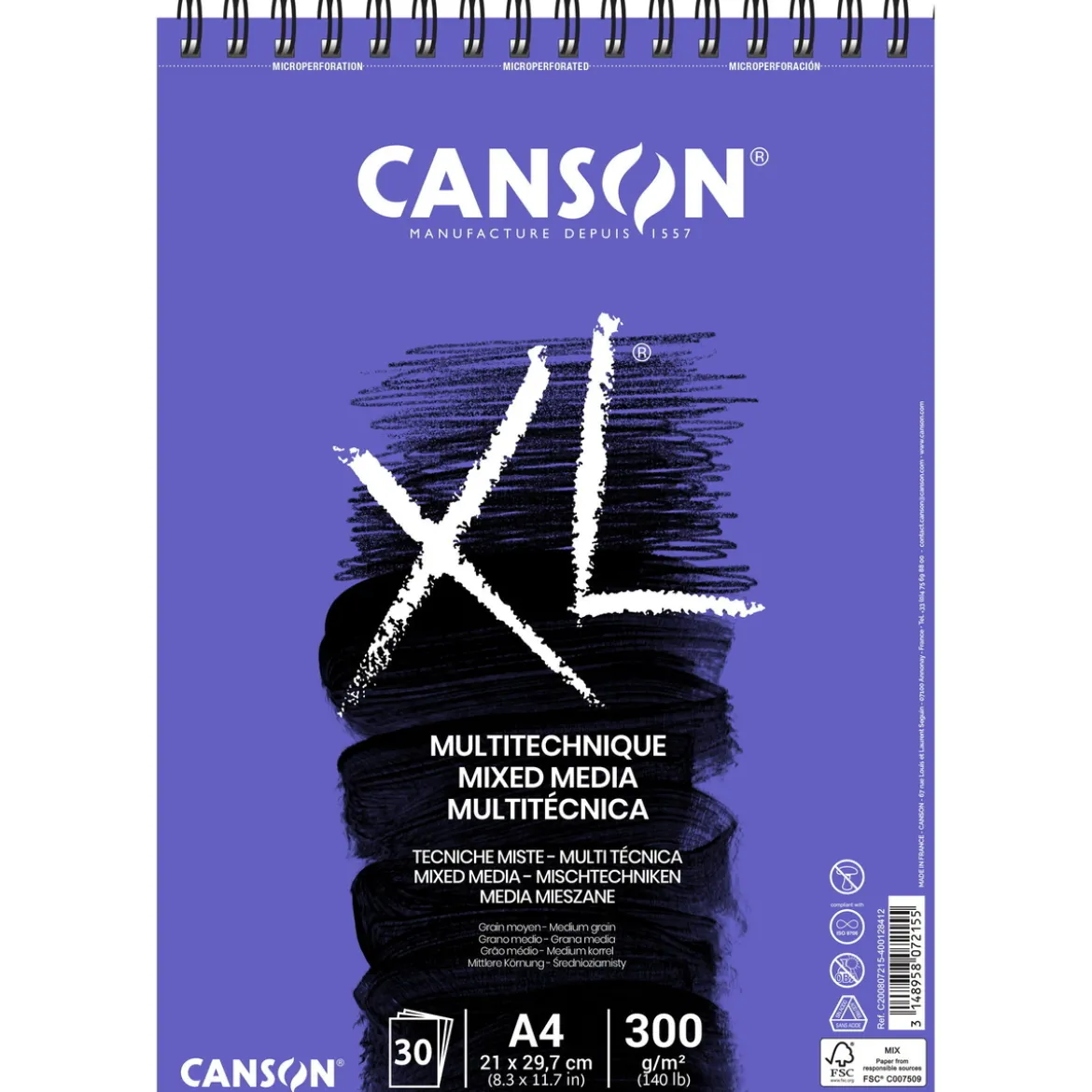 Canson XL Mix-Media blokk A4 210×297 mm, 30 ark, 300 g/m²