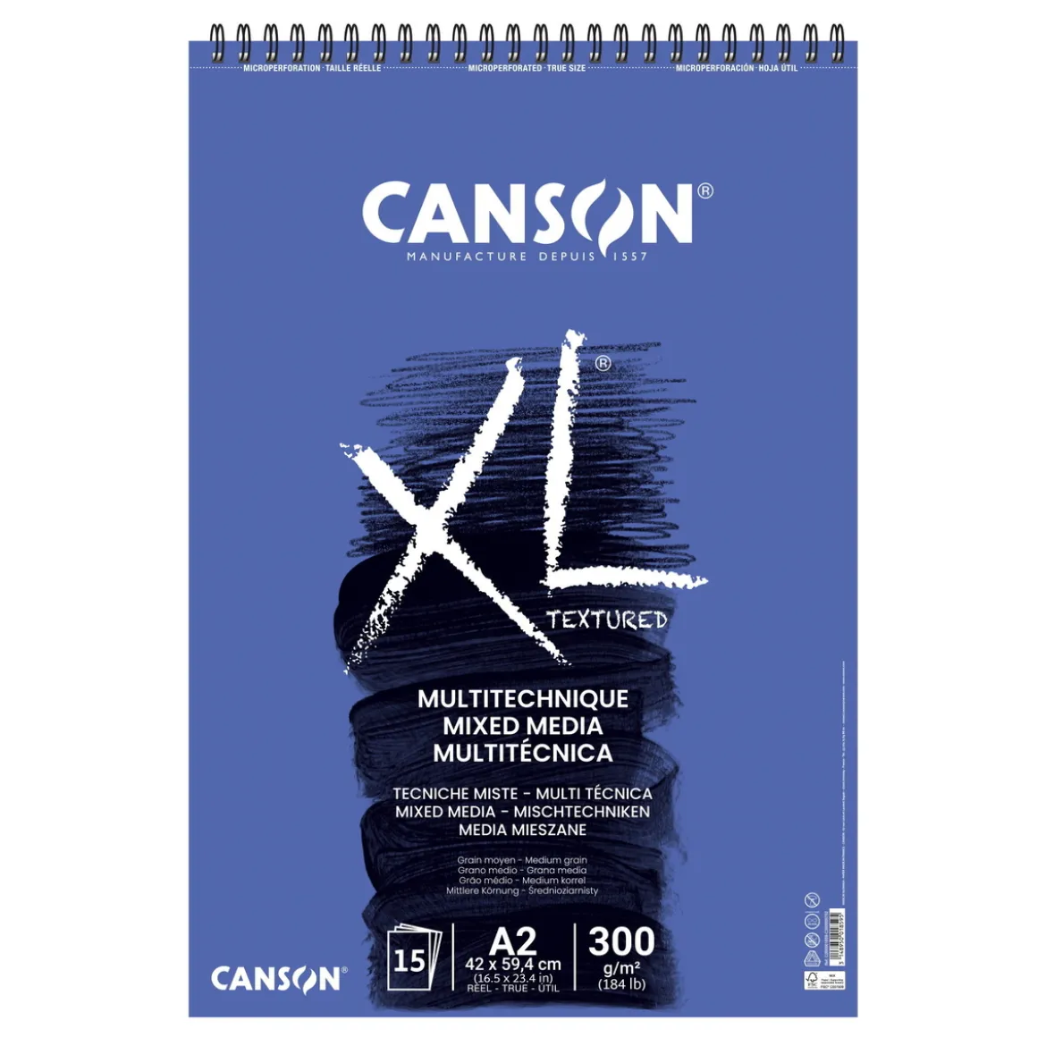 Canson XL Mix-Media blokk A2 420×594 mm, 15 ark, 300 g/m²