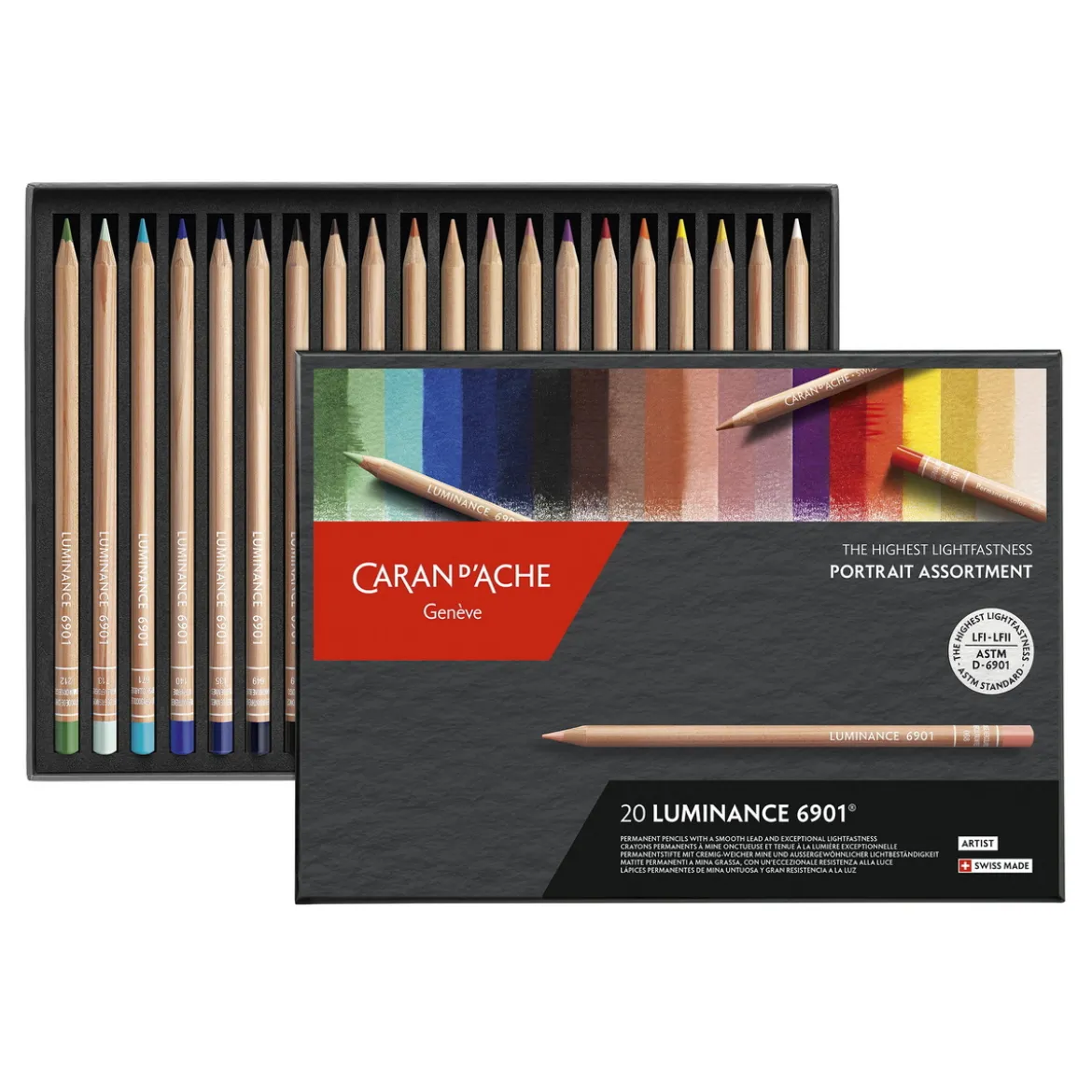 Caran d'Ache Luminance 6901 portrait, sett med 20 fargeblyanter for portretter