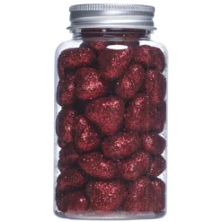 Ca. 60 røde, gnistrende glitterhjerter – 2×1 cm