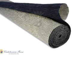 Cartotecnica Rossi kreppapir 802/7 – blå og sølv metallic (blå på den ene siden, sølvfarget på den andre), 180 g rull (144 g/m²) à 50×250 cm
