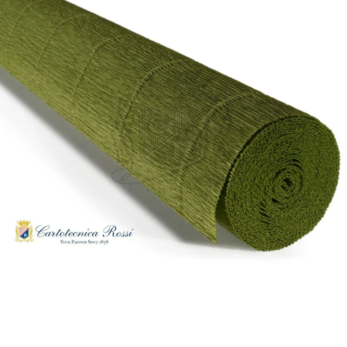 Cartotecnica Rossi kreppapir 622 – mørk olivengrønn, 180 g rull (144 g/m²) à 50×250 cm