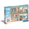 Clementoni puslespill 4-i-1 – Bluey, 12 / 16 / 20 / 24 biter, 4 puslespill som blir 19×14 cm hver