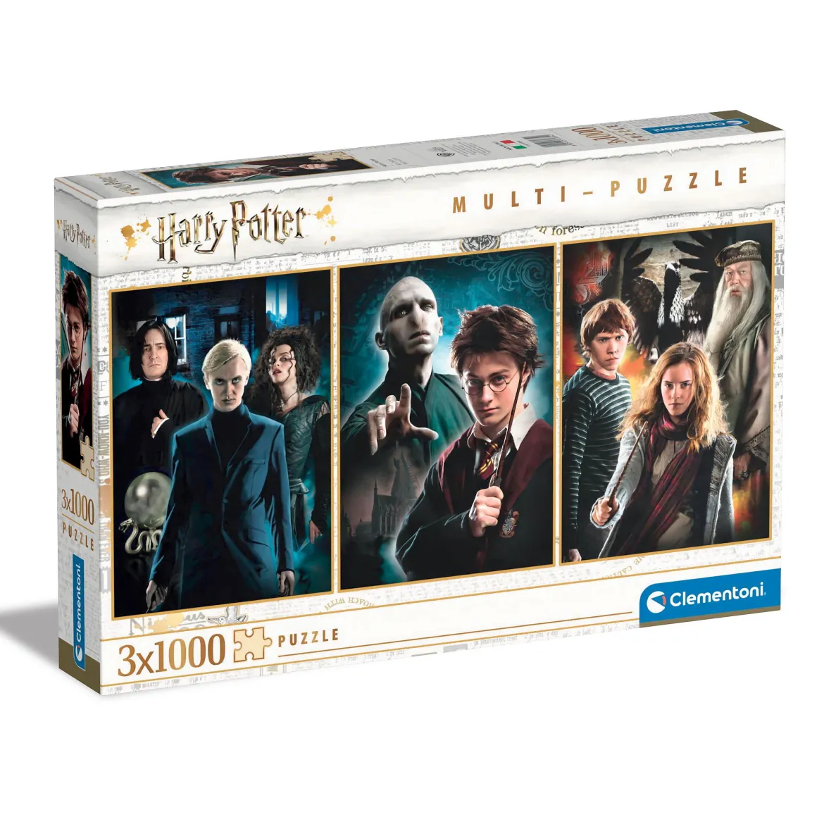 Clementoni puslespill – 3 puslespill med Harry Potter. 3×1000 biter, 50×69 cm hver