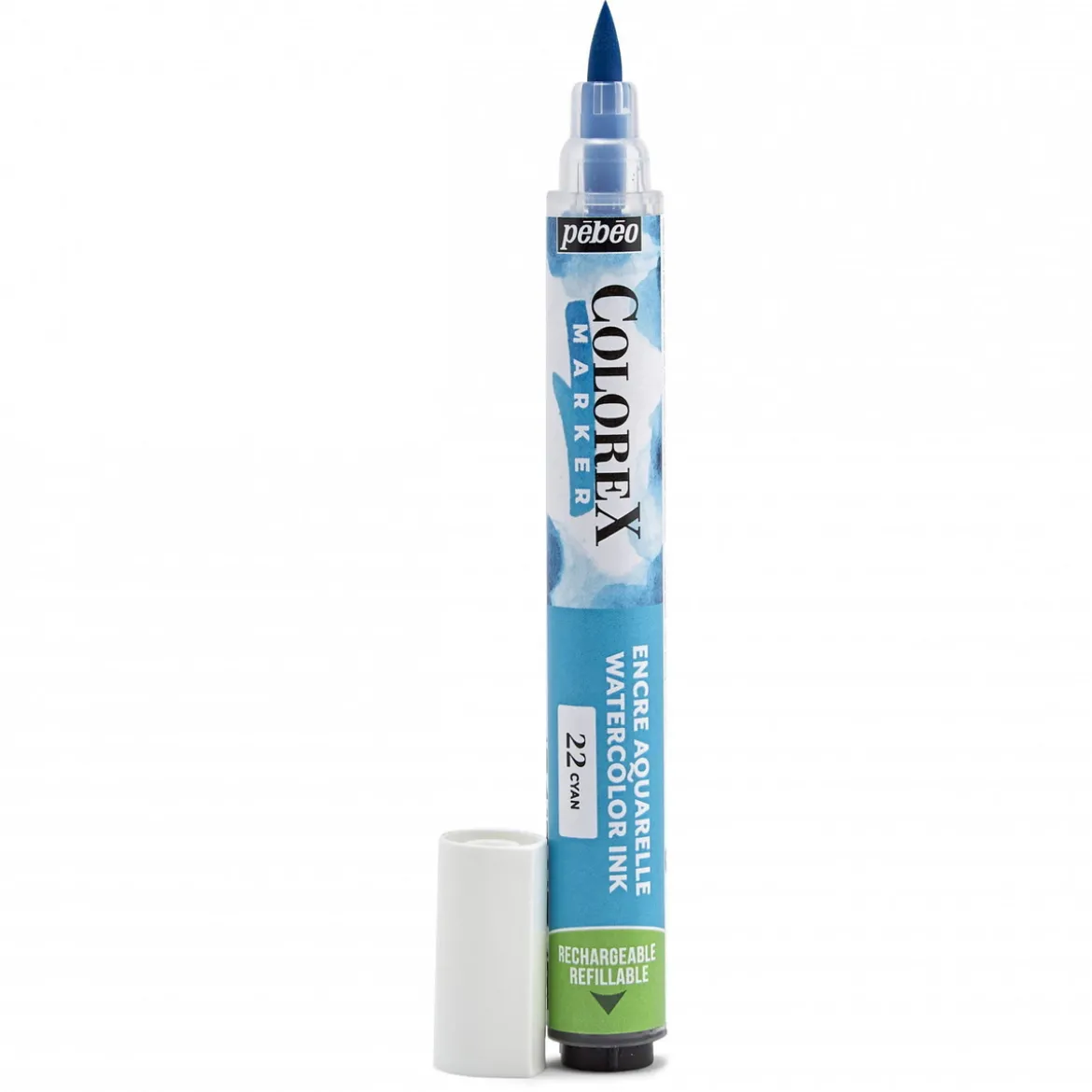 Colorex Marker Cyan – marker med akvarellblekk og penselspiss