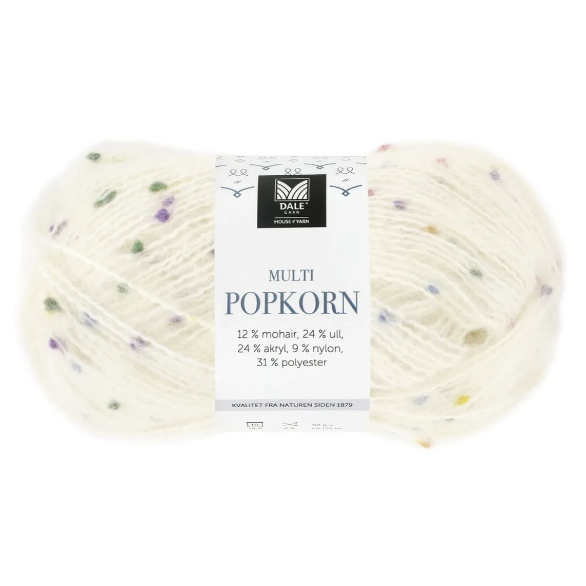 Dale Multi Popkorn fra House of Yarn, 50 g hvit – allsidig effektgarn