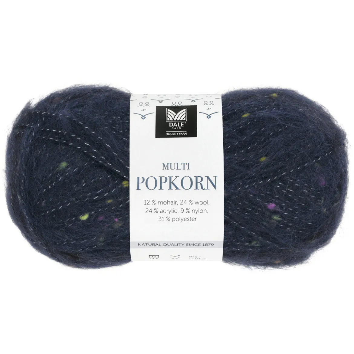 Dale Multi Popkorn fra House of Yarn, 50 g marineblå – allsidig effektgarn
