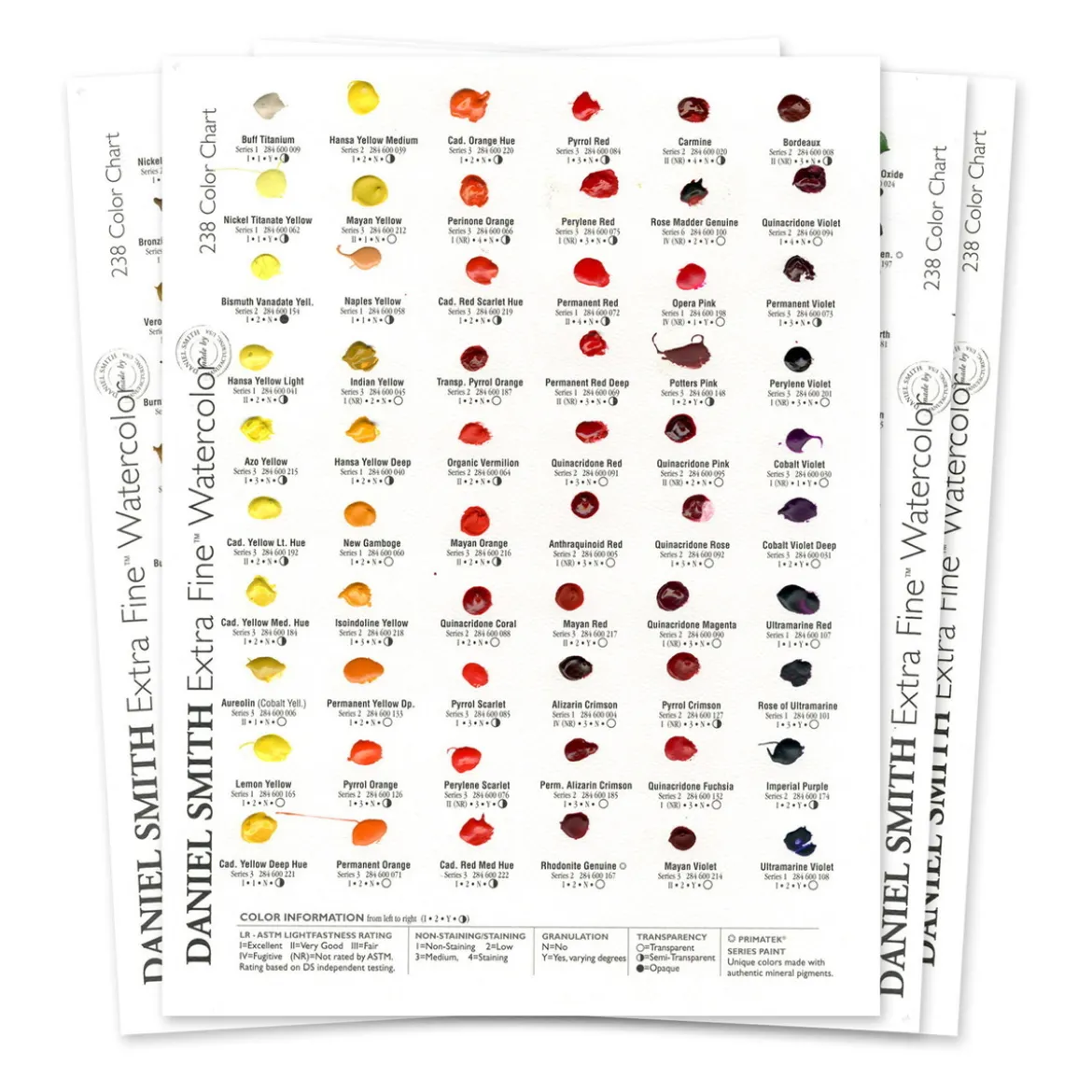 Daniel Smith prikkort – Watercolor Dot Card 238 – 4 ark med 238 farger du kan teste ut