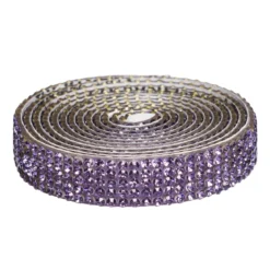 Dekorbånd selvklebende med strassteiner 1 meter×10 mm lilla