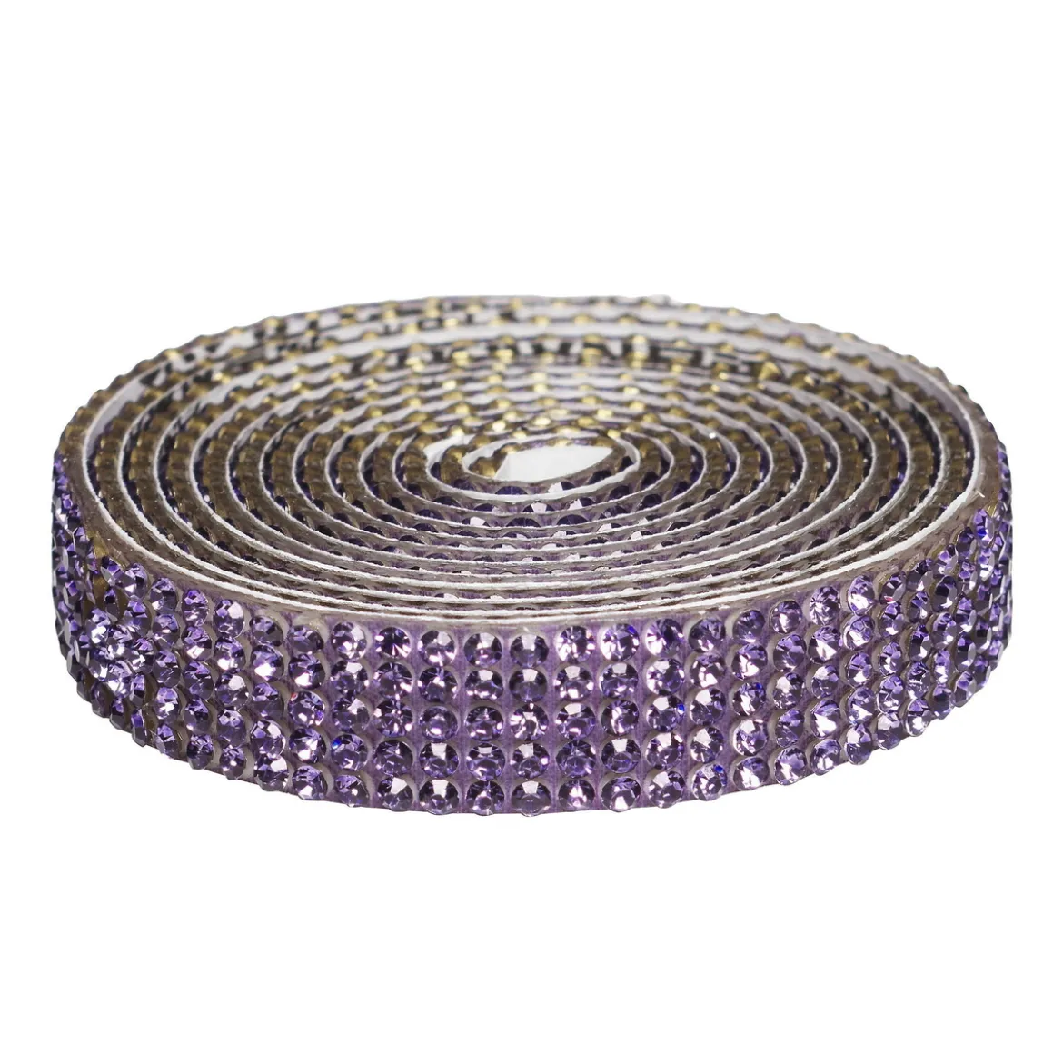 Dekorbånd selvklebende med strassteiner 1 meter×10 mm lilla
