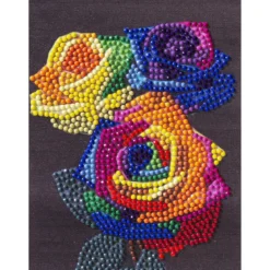 Diamond painting – 12×16 cm stort motiv med en regnbuefarget fjær