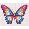 Diamond Painting fargerik sommerfugl, 16×12 cm lerret + perler, silikon & pinsett