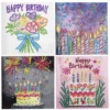 Diamond Painting kort 4 stk. 15×15 cm – bursdagskort og konvolutt