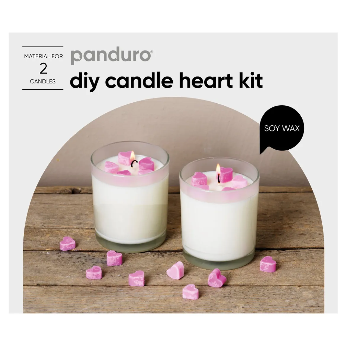 DIY-kit candle heart – støp 2 vakre lys av soyavoks med små hjerter