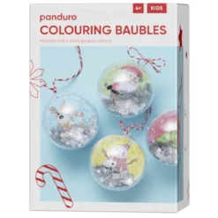 DIY-Kit Colouring Xmas Baubles – fargelegg motiver og dekorer i 4 julekuler