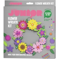DIY-kit lag en fargerik blomsterkrans av funky foam og perler! Ø 30 cm