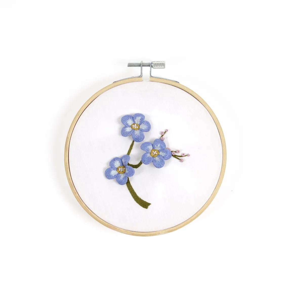 DMC Broderisett Forget me not – alt du trenger for å brodere en forglemmegei med 3D-effekt, Ø12,5 cm