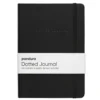 Dotted Journal 140×200 mm, svart omslag av fuskelær, 96 prikkete ark, 80 g/m²