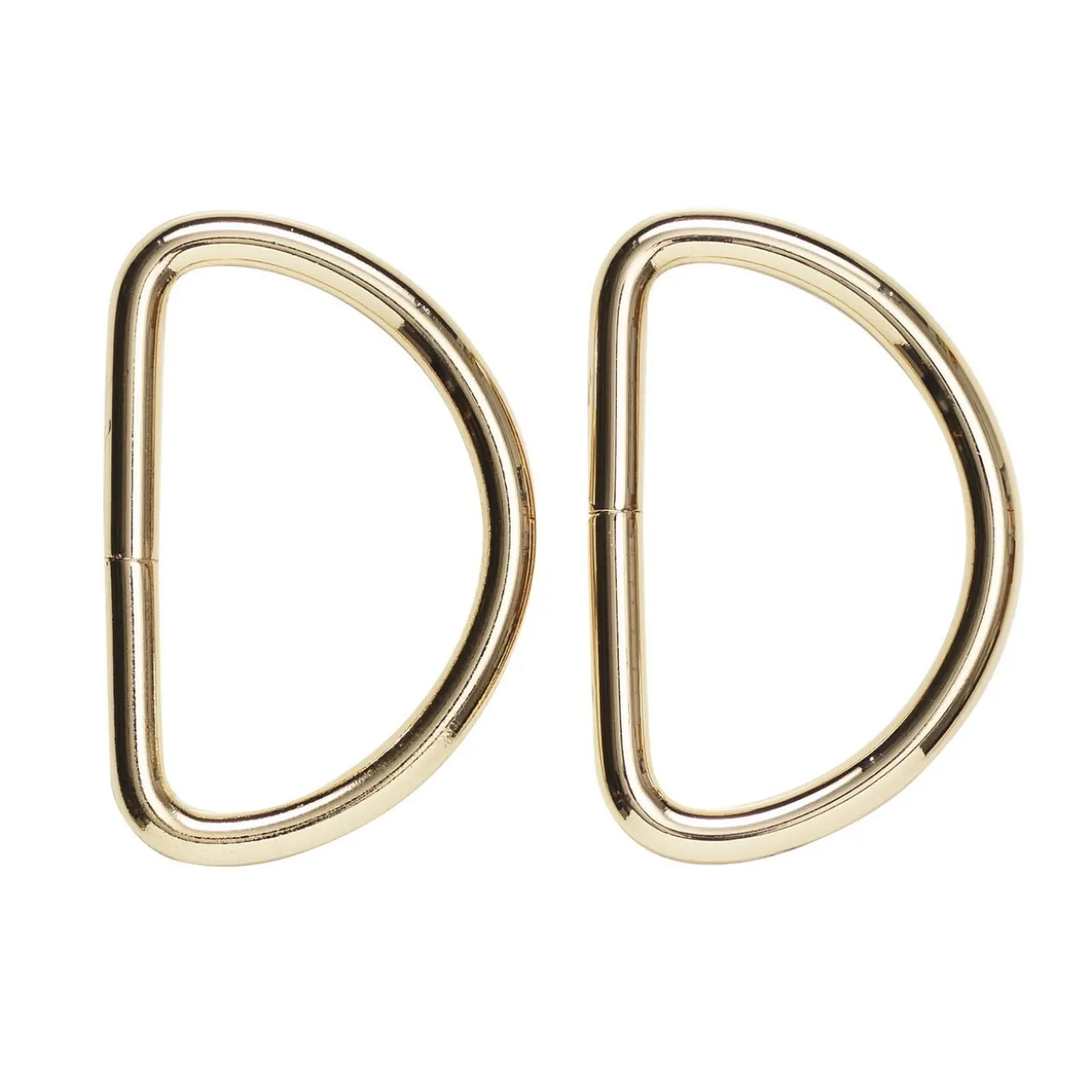 D-ring 2-pakning – 42×30 mm, gullfarget. Maks rembredde 45 mm
