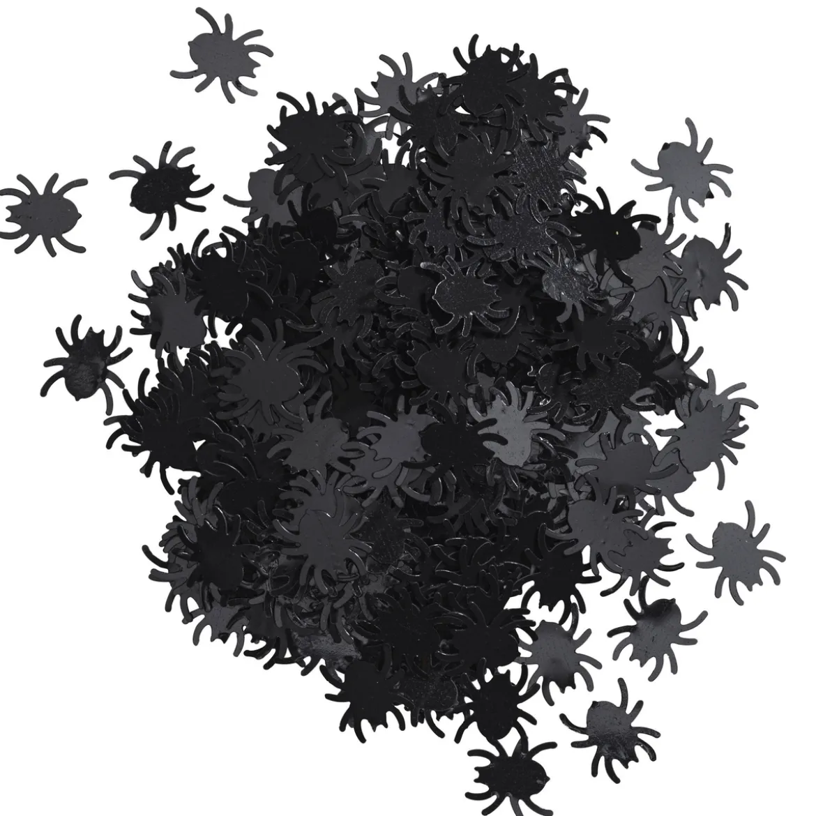 Edderkopper til halloween, minst 1000 stk. 12×13 mm, konfetti av plast